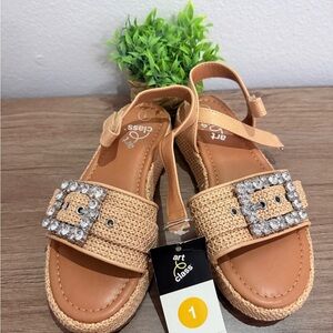 Art Class Beige Sandals with Sparkling Buckle